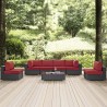 Modway Sojourn 7 Piece Outdoor Patio Sunbrella® Sectional Set - Canvas Red - Lifestyle