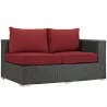 Modway Sojourn 11 Piece Outdoor Patio Sunbrella® Sectional Set - Canvas Red -  Left Arm Loveseat - Front Side Angle - Modway Sojourn 11 Piece Outdoor Patio Sunbrella® Sectional Set - Canvas Red -  Left Arm Loveseat - Front Side Angle