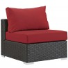 Modway Sojourn 11 Piece Outdoor Patio Sunbrella® Sectional Set - Canvas Red - Armless Chair - Front Side Angle