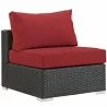 Modway Sojourn 11 Piece Outdoor Patio Sunbrella® Sectional Set - Canvas Red - Armless Chair - Front Side Angle - Modway Sojourn 11 Piece Outdoor Patio Sunbrella® Sectional Set - Canvas Red - Armless Chair - Front Side Angle