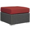 Modway Sojourn 11 Piece Outdoor Patio Sunbrella® Sectional Set - Canvas Red - Ottoman - Front Side Angle