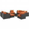 Modway Sojourn 10 Piece Outdoor Patio Sunbrella® Sectional Set - Canvas Tuscan - Set in Front Side Angle