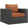 Modway Sojourn 10 Piece Outdoor Patio Sunbrella® Sectional Set - Canvas Tuscan - Armchair in Front Side Angle