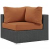 Modway Sojourn 10 Piece Outdoor Patio Sunbrella® Sectional Set - Canvas Tuscan - Corner Chair in Front Side Angle