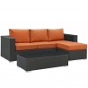 Modway Sojourn 3 Piece Outdoor Patio Sunbrella® Sectional Set - Canvas Tuscan - Set in Front Side Angle