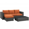 Modway Sojourn 3 Piece Outdoor Patio Sunbrella® Sectional Set - Canvas Tuscan - Set in Front Side View
