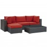 Modway Sojourn 5 Piece Outdoor Patio Sunbrella® Sectional Set - Canvas Red - Set in Front Side Angle