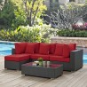 Modway Sojourn 5 Piece Outdoor Patio Sunbrella® Sectional Set - Canvas Red - Lifestyle 