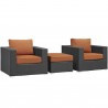 Modway Sojourn 3 Piece Outdoor Patio Sunbrella® Sectional Set - Canvas Tuscan - Set in Front Side Angle