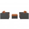 Modway Sojourn 3 Piece Outdoor Patio Sunbrella® Sectional Set - Canvas Tuscan - Set in Side Angle