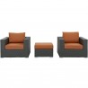 Modway Sojourn 3 Piece Outdoor Patio Sunbrella® Sectional Set - Canvas Tuscan - Set in Front Angle