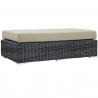 Modway Summon 9 Piece Outdoor Patio Sunbrella® Sectional Set in Canvas Antique Beige - Rectangle Ottoman - Front Side Angle