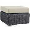 Modway Summon 9 Piece Outdoor Patio Sunbrella® Sectional Set in Canvas Antique Beige - Ottoman - Front Side Angle