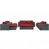 Modway Summon 9 Piece Outdoor Patio Sunbrella® Sectional Set in Canvas Red - Set in Front Angle