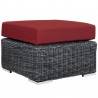 Modway Summon 9 Piece Outdoor Patio Sunbrella® Sectional Set in Canvas Red - Ottoman - Front Side Angle