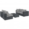 Modway Summon 5 Piece Outdoor Patio Sunbrella® Sectional Set - Canvas Gray - Set in Front Side Angle