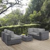 Modway Summon 5 Piece Outdoor Patio Sunbrella® Sectional Set - Canvas Gray - Lifestyle