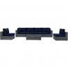 Modway Summon 7 Piece Outdoor Patio Sunbrella® Sectional Set - Canvas Navy - Set in Front Angle