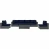 Modway Summon 7 Piece Outdoor Patio Sunbrella® Sectional Set - Canvas Navy - Set in Front Angle - Modway Summon 7 Piece Outdoor Patio Sunbrella® Sectional Set - Canvas Navy - Set in Front Angle