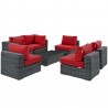 Modway Summon 7 Piece Outdoor Patio Sunbrella® Sectional Set - Canvas Red - Set in Front Side Angle