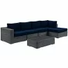 Modway Summon 5 Piece Outdoor Patio Sunbrella® Sectional Set - Canvas Navy - Set in Front Side Angle - Modway Summon 5 Piece Outdoor Patio Sunbrella® Sectional Set - Canvas Navy - Set in Front Side Angle