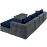 Modway Summon 5 Piece Outdoor Patio Sunbrella® Sectional Set - Canvas Navy - Set in Back Side Angle