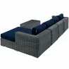 Modway Summon 5 Piece Outdoor Patio Sunbrella® Sectional Set - Canvas Navy - Set in Back Side Angle - Modway Summon 5 Piece Outdoor Patio Sunbrella® Sectional Set - Canvas Navy - Set in Back Side Angle