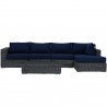 Modway Summon 5 Piece Outdoor Patio Sunbrella® Sectional Set - Canvas Navy - Set in Front Angle