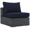 Modway Summon 5 Piece Outdoor Patio Sunbrella® Sectional Set - Canvas Navy - Armless Chair in Front Side Angle