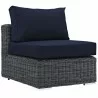 Modway Summon 5 Piece Outdoor Patio Sunbrella® Sectional Set - Canvas Navy - Armless Chair in Front Side Angle - Modway Summon 5 Piece Outdoor Patio Sunbrella® Sectional Set - Canvas Navy - Armless Chair in Front Side Angle