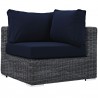 Modway Summon 5 Piece Outdoor Patio Sunbrella® Sectional Set - Canvas Navy - Corner Chair in Front Side Angle