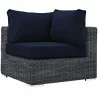 Modway Summon 5 Piece Outdoor Patio Sunbrella® Sectional Set - Canvas Navy - Corner Chair in Front Side Angle - Modway Summon 5 Piece Outdoor Patio Sunbrella® Sectional Set - Canvas Navy - Corner Chair in Front Side Angle