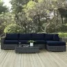 Modway Summon 5 Piece Outdoor Patio Sunbrella® Sectional Set - Canvas Navy - Lifestyle - Modway Summon 5 Piece Outdoor Patio Sunbrella® Sectional Set - Canvas Navy - Lifestyle