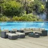 Modway Summon 10 Piece Outdoor Patio Sunbrella® Sectional Set - Antique Canvas Beige - Lifestyle - Modway Summon 10 Piece Outdoor Patio Sunbrella® Sectional Set - Antique Canvas Beige - Lifestyle
