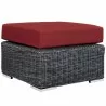 Modway Summon 10 Piece Outdoor Patio Sunbrella® Sectional Set - Canvas Red - Ottoman in Front Side Angle - Modway Summon 10 Piece Outdoor Patio Sunbrella® Sectional Set - Canvas Red - Ottoman in Front Side Angle