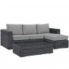 Modway Summon 3 Piece Outdoor Patio Sunbrella® Sectional Set in Canvas Gray - Set in Front Side Angle