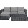Modway Summon 3 Piece Outdoor Patio Sunbrella® Sectional Set in Canvas Gray - Set in Front Angle