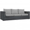 Modway Summon 3 Piece Outdoor Patio Sunbrella® Sectional Set in Canvas Gray - Sofa in Front Side Angle