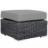 Modway Summon 3 Piece Outdoor Patio Sunbrella® Sectional Set in Canvas Gray - Ottoman in Front Side Angle