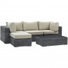 Modway Summon 5 Piece Outdoor Patio Sunbrella® Sectional Set in Canvas Antique Beige - Set in Front Side Angle