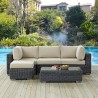 Modway Summon 5 Piece Outdoor Patio Sunbrella® Sectional Set in Canvas Antique Beige - Lifestyle