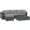 Modway Summon 5 Piece Outdoor Patio Sunbrella® Sectional Set in Canvas Antique Gray - Set in Front Side Angle