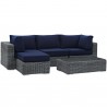 Modway Summon 5 Piece Outdoor Patio Sunbrella® Sectional Set - Canvas Navy - Set in Front Side Angle