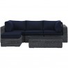 Modway Summon 5 Piece Outdoor Patio Sunbrella® Sectional Set - Canvas Navy - Set in Front Angle
