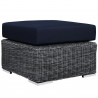 Modway Summon 5 Piece Outdoor Patio Sunbrella® Sectional Set - Canvas Navy - Ottoman in Front Angle