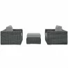 Modway Summon 3 Piece Outdoor Patio Sunbrella® Sectional Set - Canvas Gray - Set in Side Angle - Modway Summon 3 Piece Outdoor Patio Sunbrella® Sectional Set - Canvas Gray - Set in Side Angle