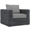 Modway Summon 3 Piece Outdoor Patio Sunbrella® Sectional Set - Canvas Gray - Armchair in Front Side Angle