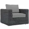 Modway Summon 3 Piece Outdoor Patio Sunbrella® Sectional Set - Canvas Gray - Armchair in Front Side Angle - Modway Summon 3 Piece Outdoor Patio Sunbrella® Sectional Set - Canvas Gray - Armchair in Front Side Angle