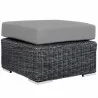 Modway Summon 3 Piece Outdoor Patio Sunbrella® Sectional Set - Canvas Gray - Ottoman in Front Side Angle - Modway Summon 3 Piece Outdoor Patio Sunbrella® Sectional Set - Canvas Gray - Ottoman in Front Side Angle