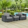 Modway Summon 3 Piece Outdoor Patio Sunbrella® Sectional Set - Canvas Gray - Lifestyle - Modway Summon 3 Piece Outdoor Patio Sunbrella® Sectional Set - Canvas Gray - Lifestyle
